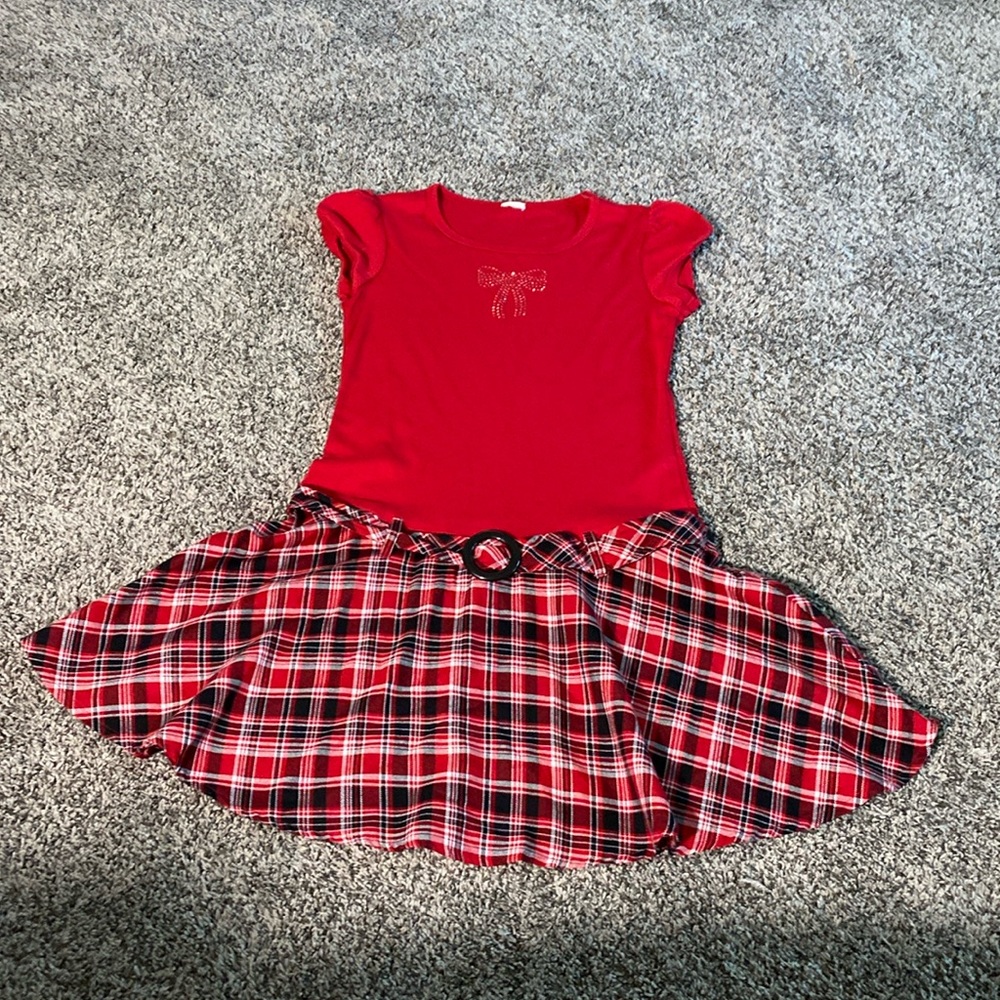 Red plaid young kid dress